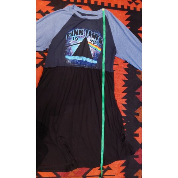 Handmade Upcycled Plus Size Pink Floyd Midi Dress. Cinched waist. Size XL/1X. - Picture 14 of 15